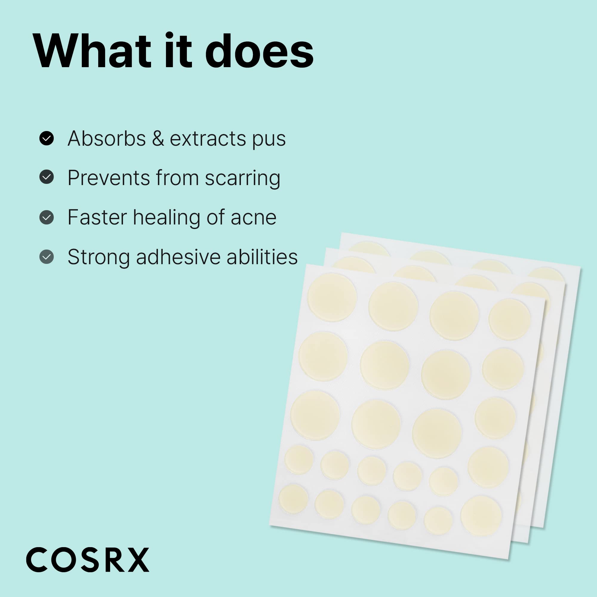 COSRX patch adheres firmly for easy overnight use.
