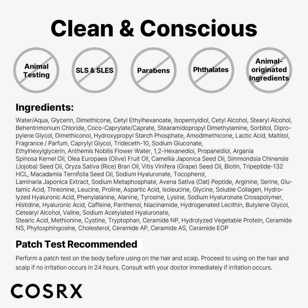 COSRX PEPTIDE-132 Clean beauty ingredients badge on packaging.