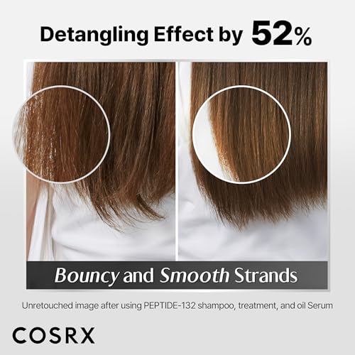 COSRX Peptide-132 Hair Bonding Oil Serum with argan and jojoba oils provides lasting hydration.