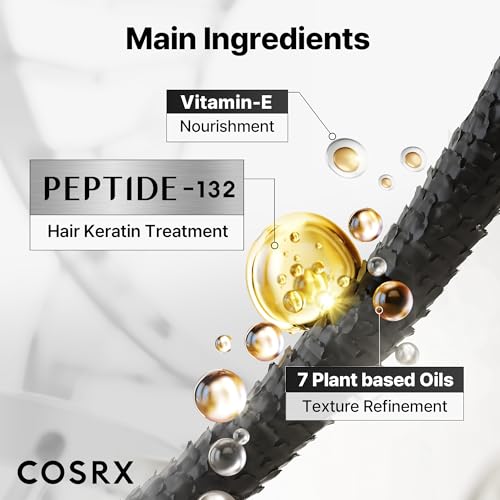 COSRX Peptide-132 Hair Bonding Oil Serum on color-treated hair adds lightweight moisture and softness.