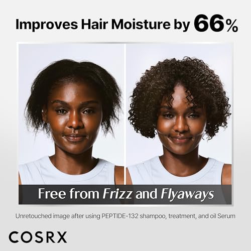 COSRX Peptide-132 Hair Bonding Oil Serum texture on dry hair improving manageability and shine.