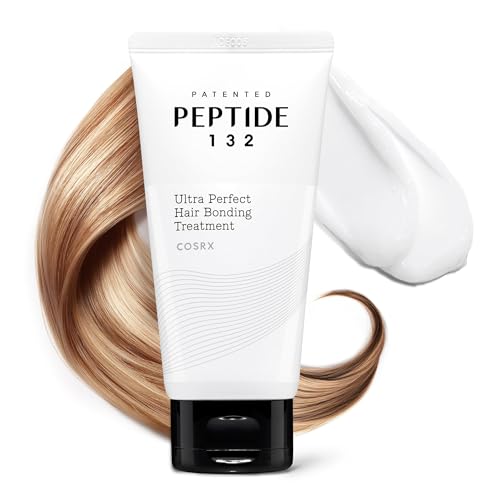 COSRX PEPTIDE-132 Hair Bonding Treatment bottle demonstrates salon-grade conditioning for damaged hair.