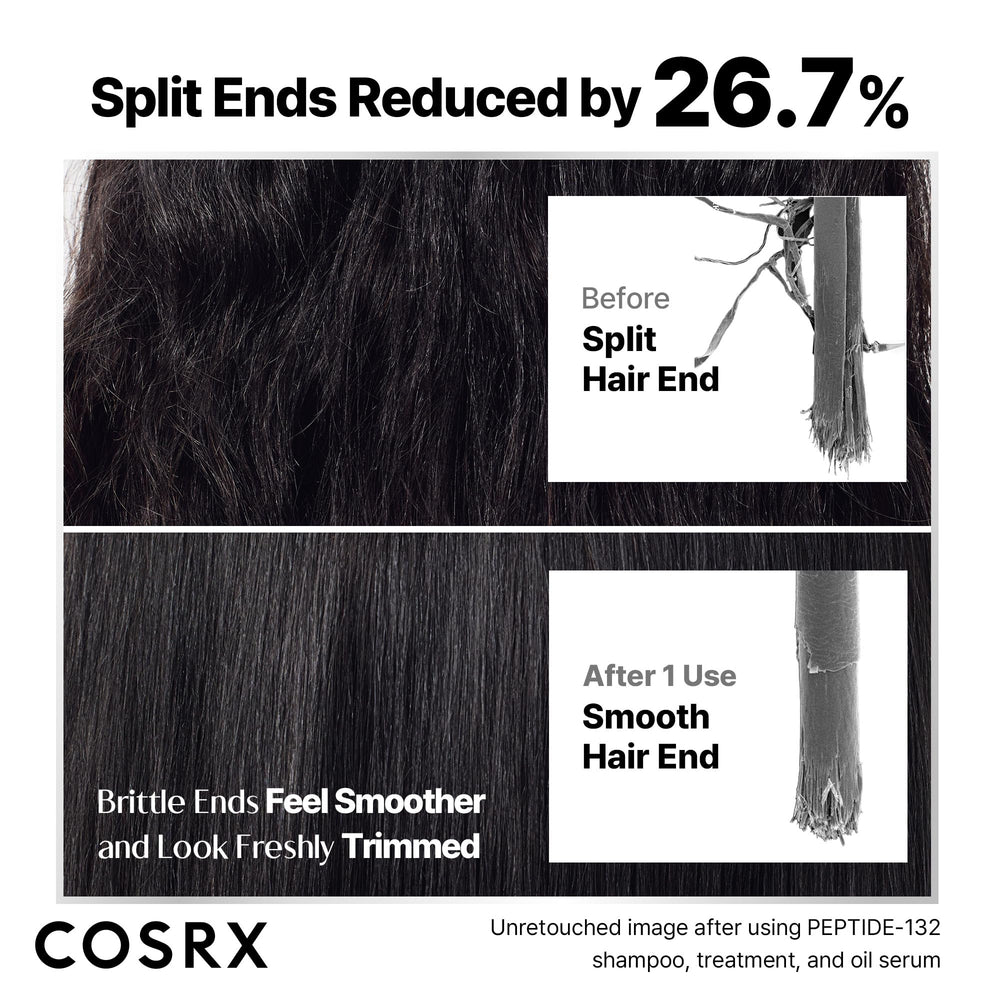 COSRX PEPTIDE-132 Hair Treatment bottle showing deep conditioning and bond repair.