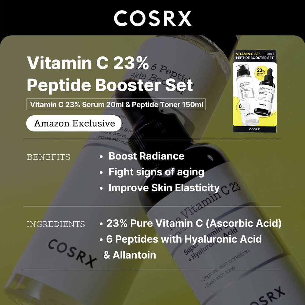 COSRX Skin Booster Peptide Toner bottle close-up showing elasticity and radiance