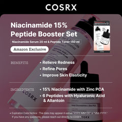 COSRX Peptide Booster Toner bottle highlights hydrating texture supporting skin elasticity.