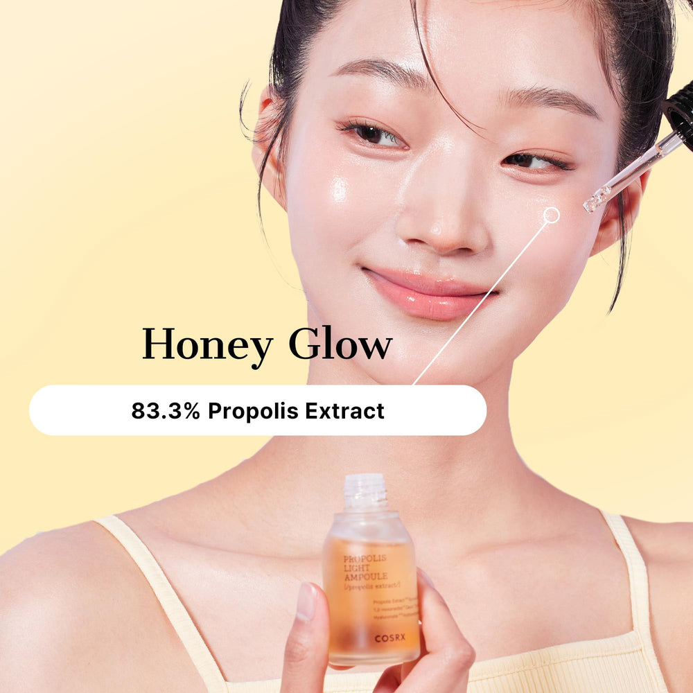 COSRX Propolis Ampoule in skincare routine context with toner and moisturizer
