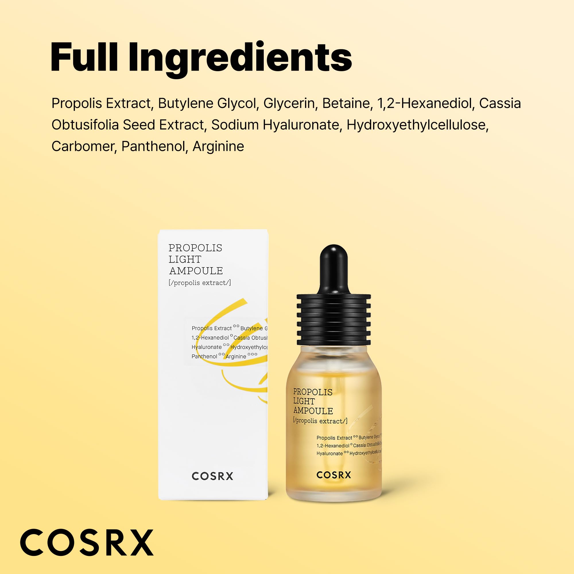 COSRX Propolis Ampoule top view bottle showing clear, lightweight serum texture