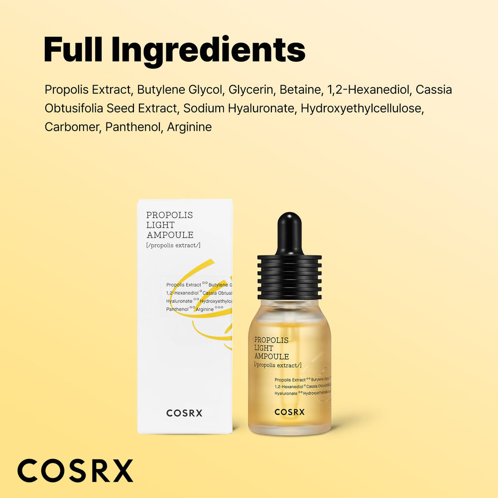 COSRX Propolis Ampoule top view bottle showing clear, lightweight serum texture