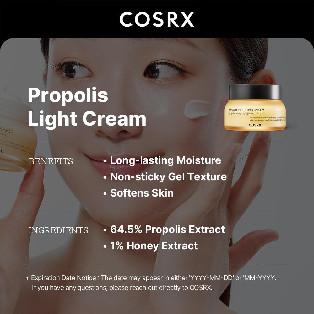 COSRX Propolis honey and royal jelly ingredients illustration for healthy skin.