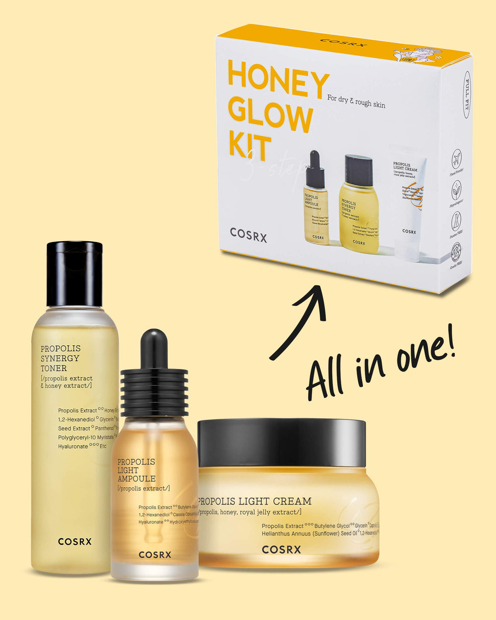COSRX Propolis Light Ampoule bottle provides lightweight hydration for sensitive skin