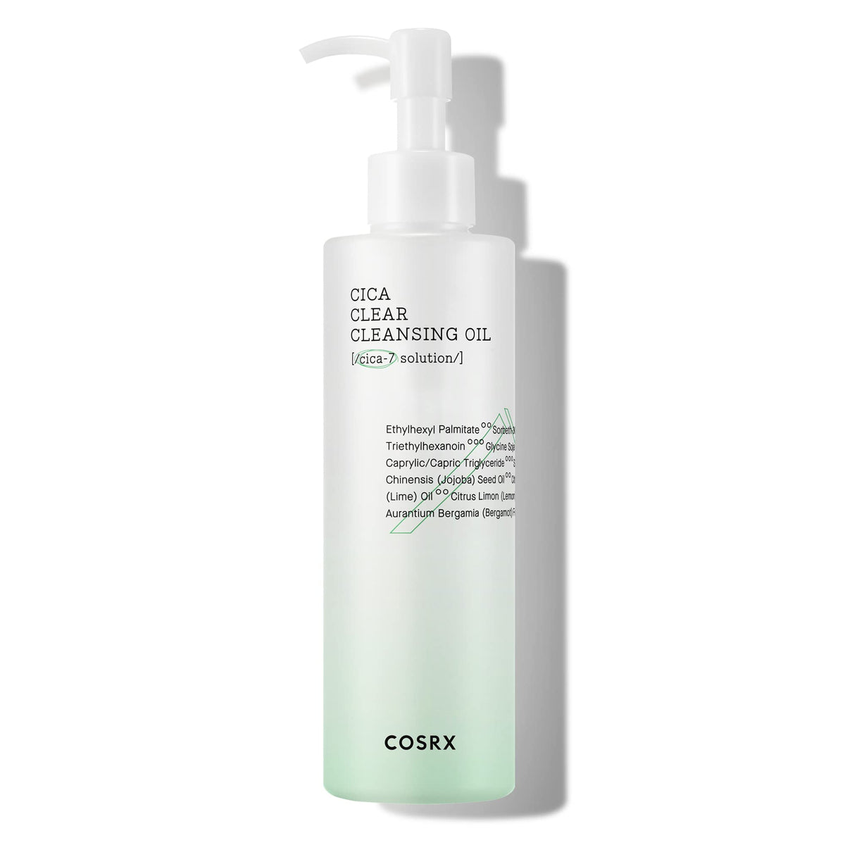 COSRX Pure Fit Cica Cleansing Oil bottle highlights a soothing Centella formula for sensitive skin cleansing.