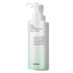 COSRX Pure Fit Cica Cleansing Oil bottle highlights a soothing Centella formula for sensitive skin cleansing.