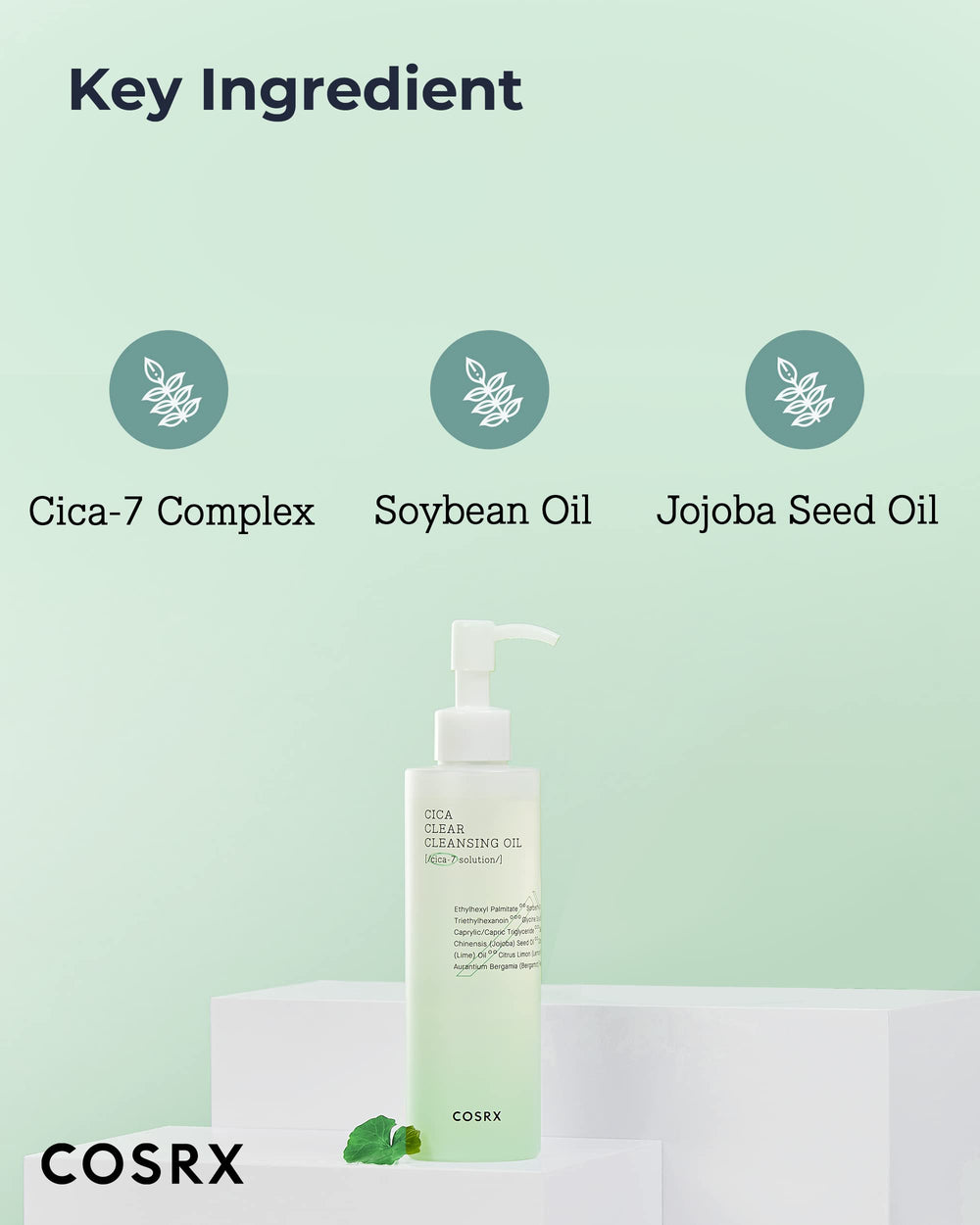 COSRX Pure Fit Cica Cleansing Oil makeup-removal action close-up.