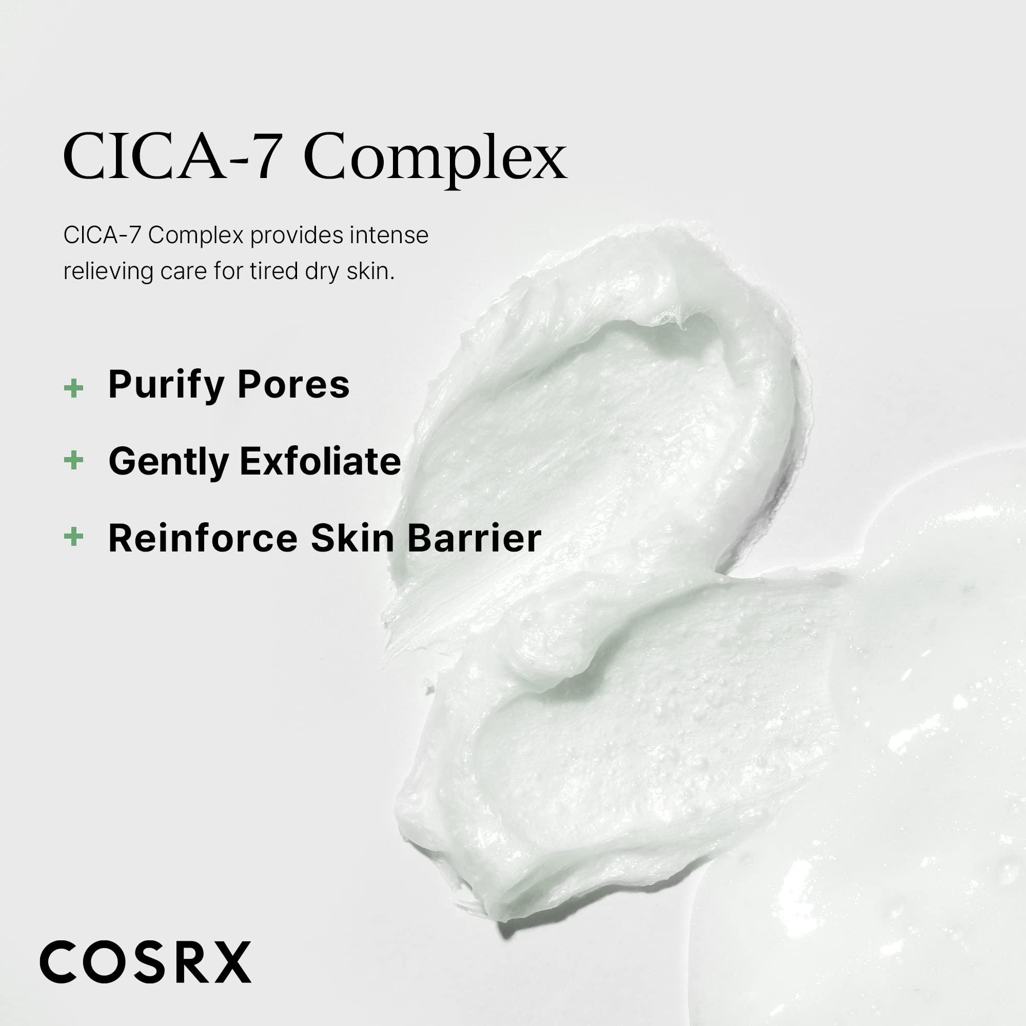 COSRX Pure Fit Cica Creamy Foam Cleanser centella complex highlights soothing ingredients for calm routines