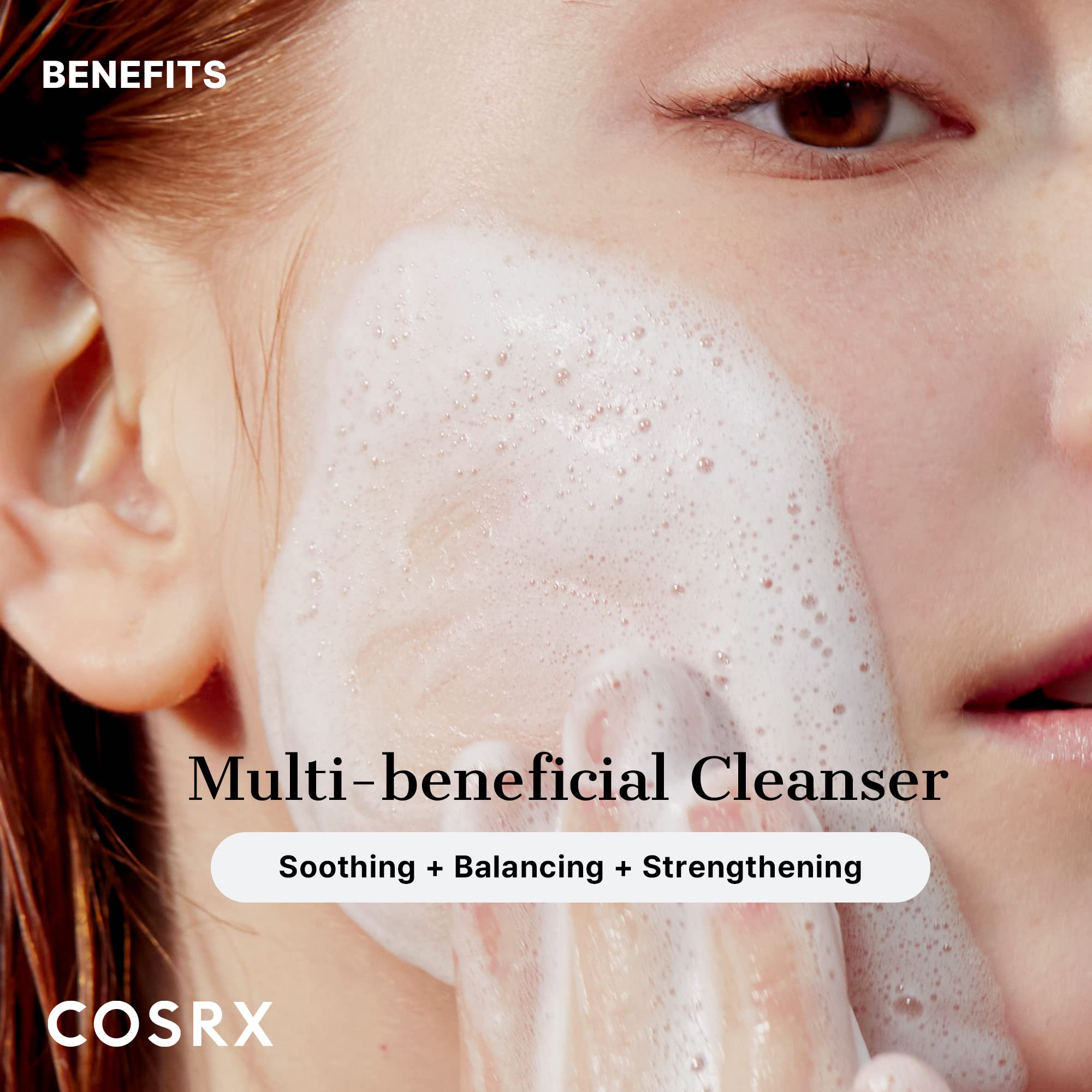 COSRX Pure Fit Cica Creamy Foam Cleanser foam dispensing pump demonstrates easy application