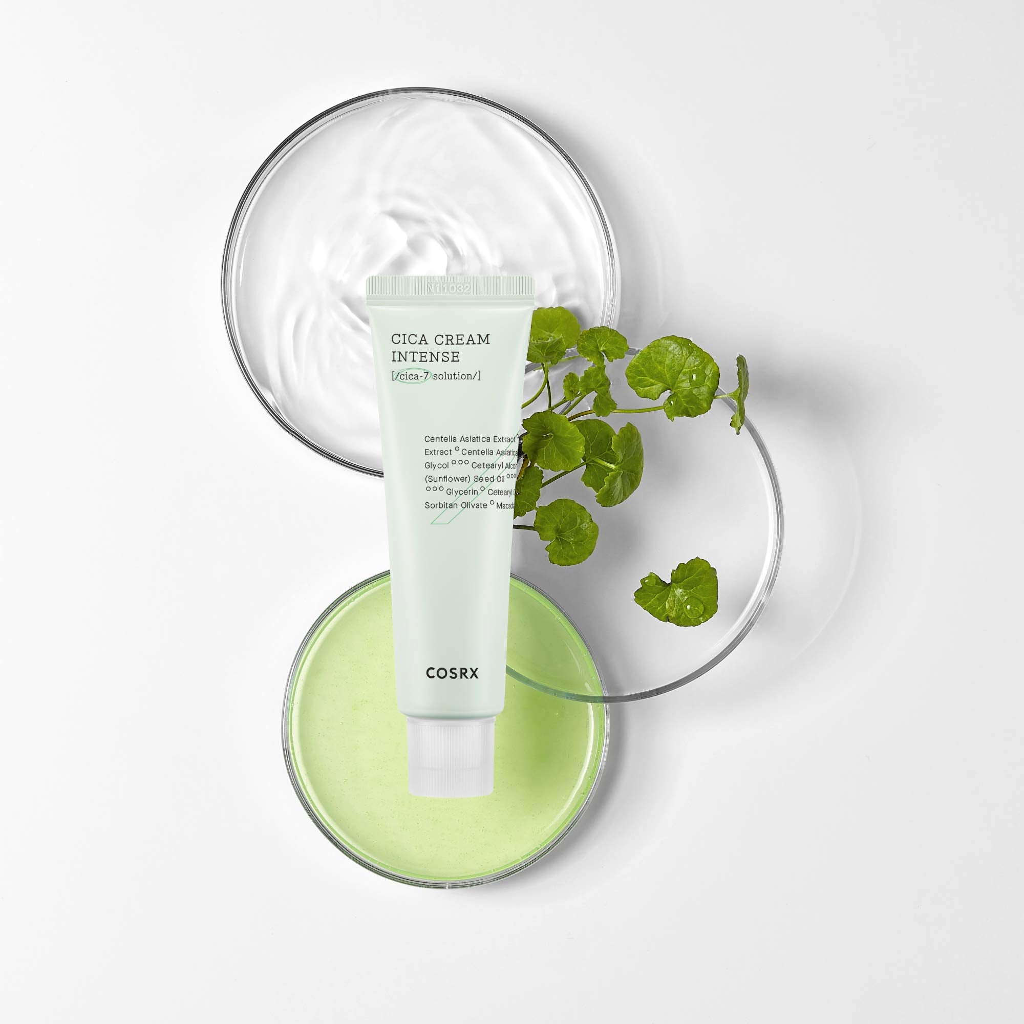 COSRX Pure Fit Cica Intensive Cream application swatch illustrating lightweight moisturization for sensitive skin