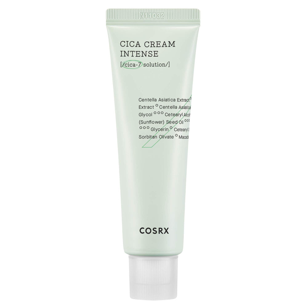 COSRX Pure Fit Cica Intensive Cream jar closeup showing rich texture for dry skin care
