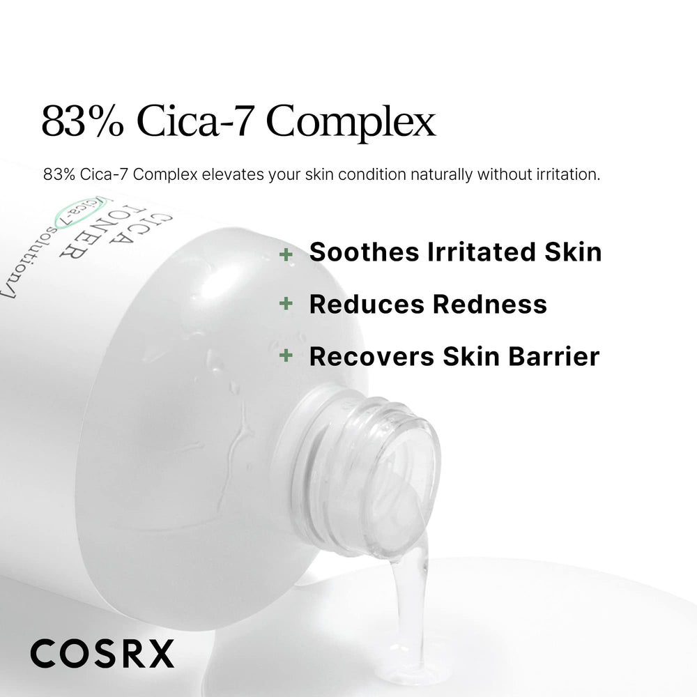 COSRX Pure Fit CICA Toner application on face demonstrates gentle layering for sensitive skin.