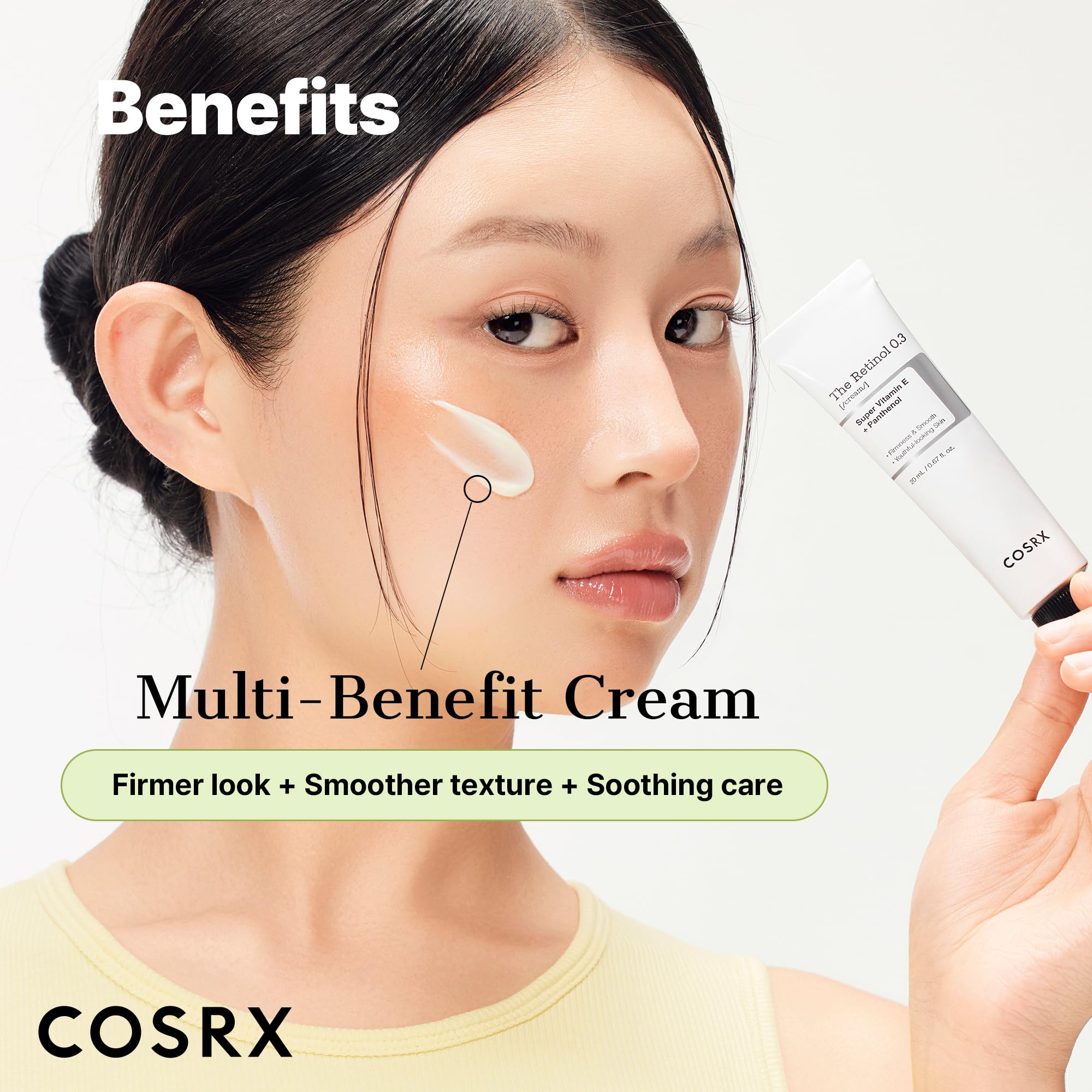 CosRX Retinol 0.3% Cream applied around eye and neck area for firmness