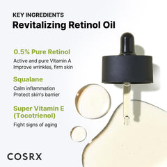 COSRX Retinol 0.5 Oil on skin emphasizes radiant, firmer-looking complexion.