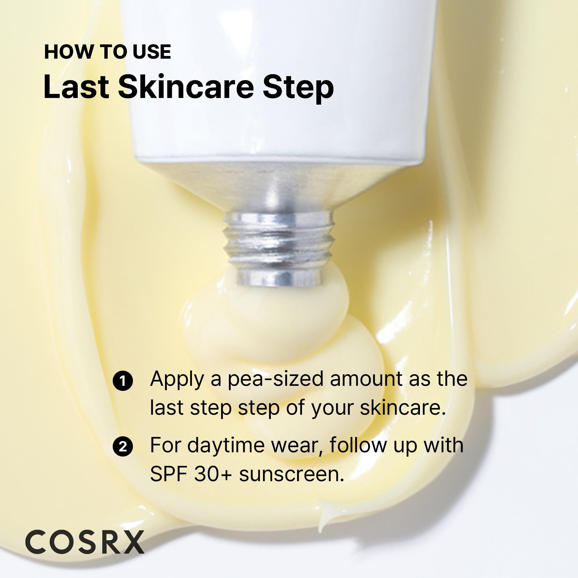 COSRX Retinol 0.1% Cream being applied as a pea-sized step in routine.
