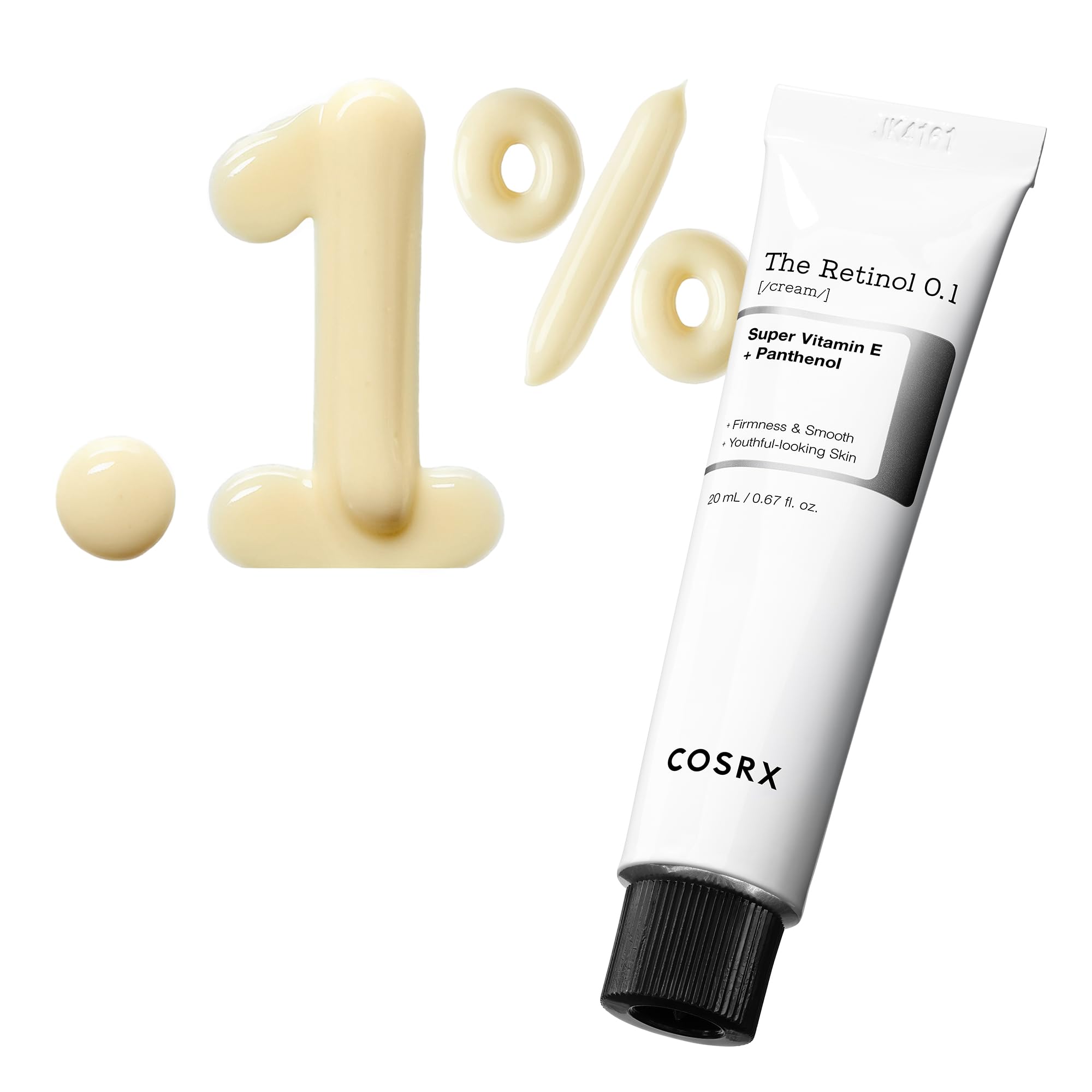 COSRX Retinol 0.1% Cream jar closeup with creamy texture for smoother, firmer-looking skin.