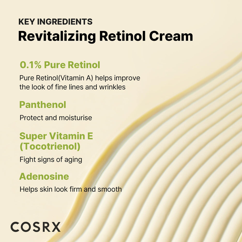 COSRX Retinol 0.1% Cream texture closeup highlighting creamy consistency.