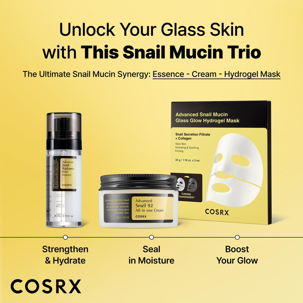 COSRX Snail Mucin 74% before-after style hints potential radiant skin improvement.