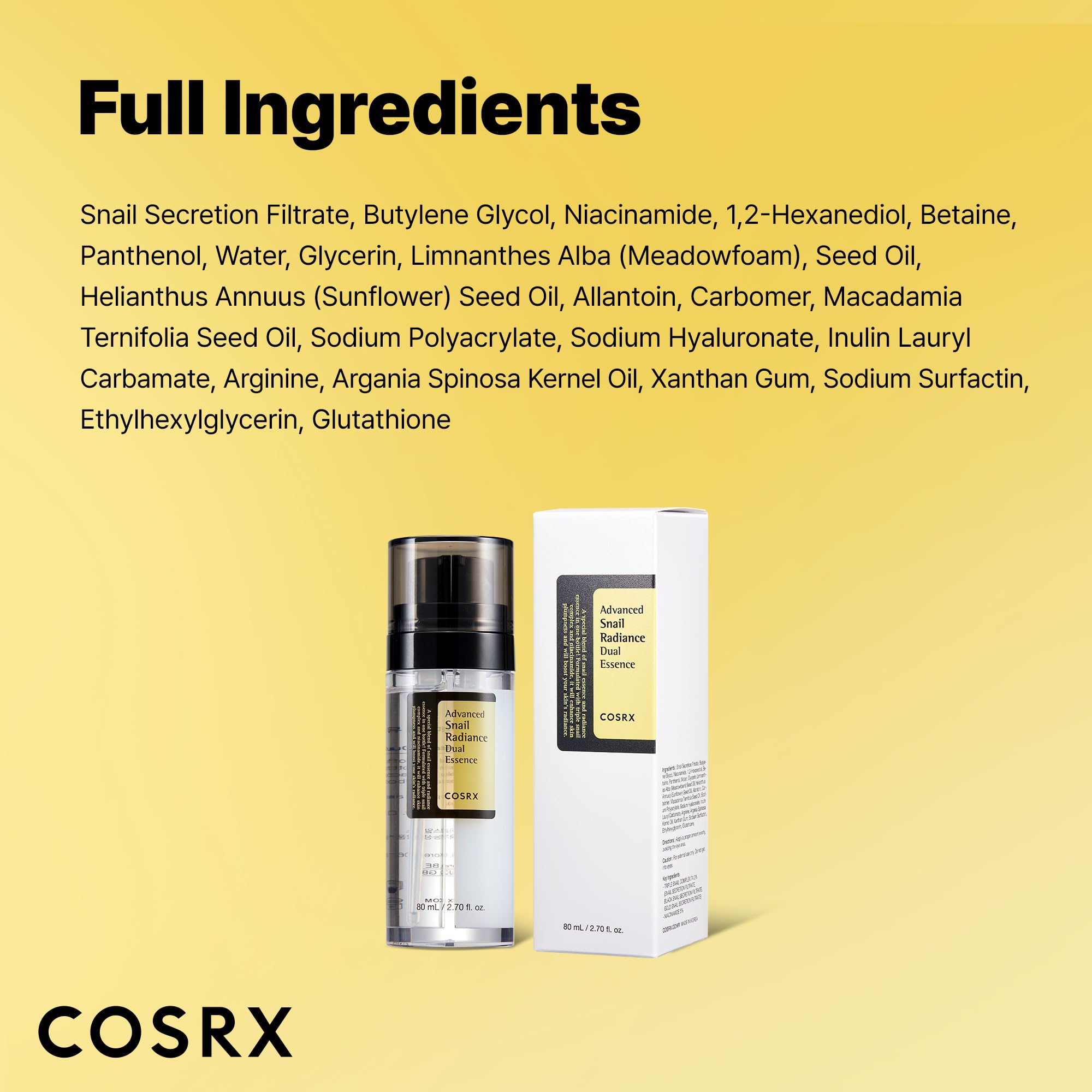 COSRX Snail Mucin 74% second-chamber dispense demonstrates dual essence delivery.