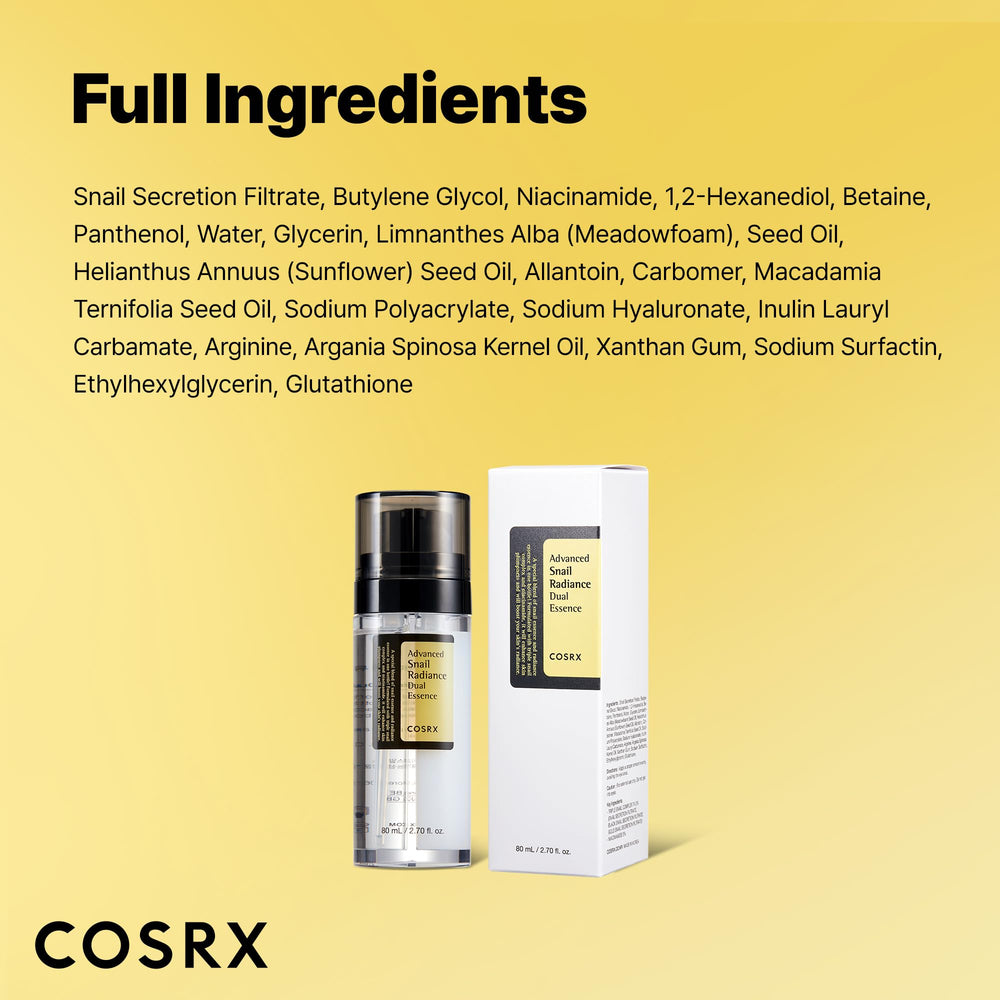 COSRX Snail Mucin 74% second-chamber dispense demonstrates dual essence delivery.