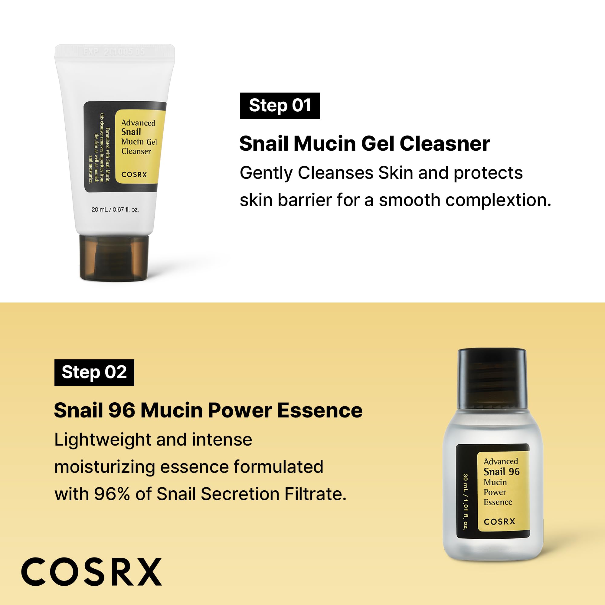 COSRX snail mucin 96 essence glass bottle for lightweight moisture