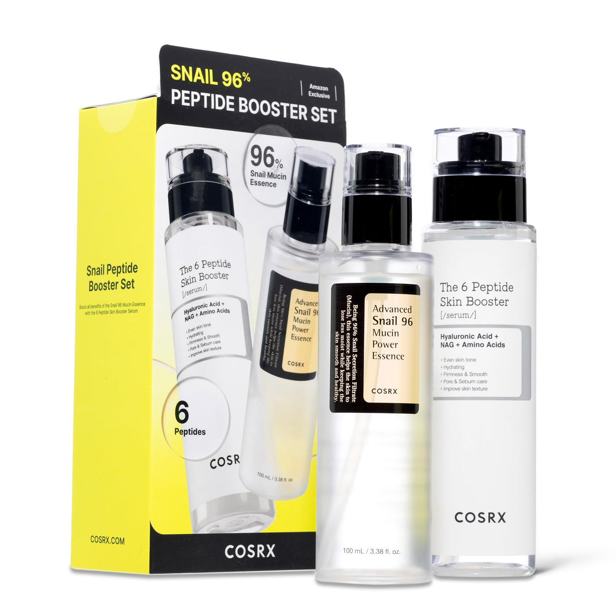 COSRX Snail Mucin 96% Peptide Booster serum bottle for radiant hydration