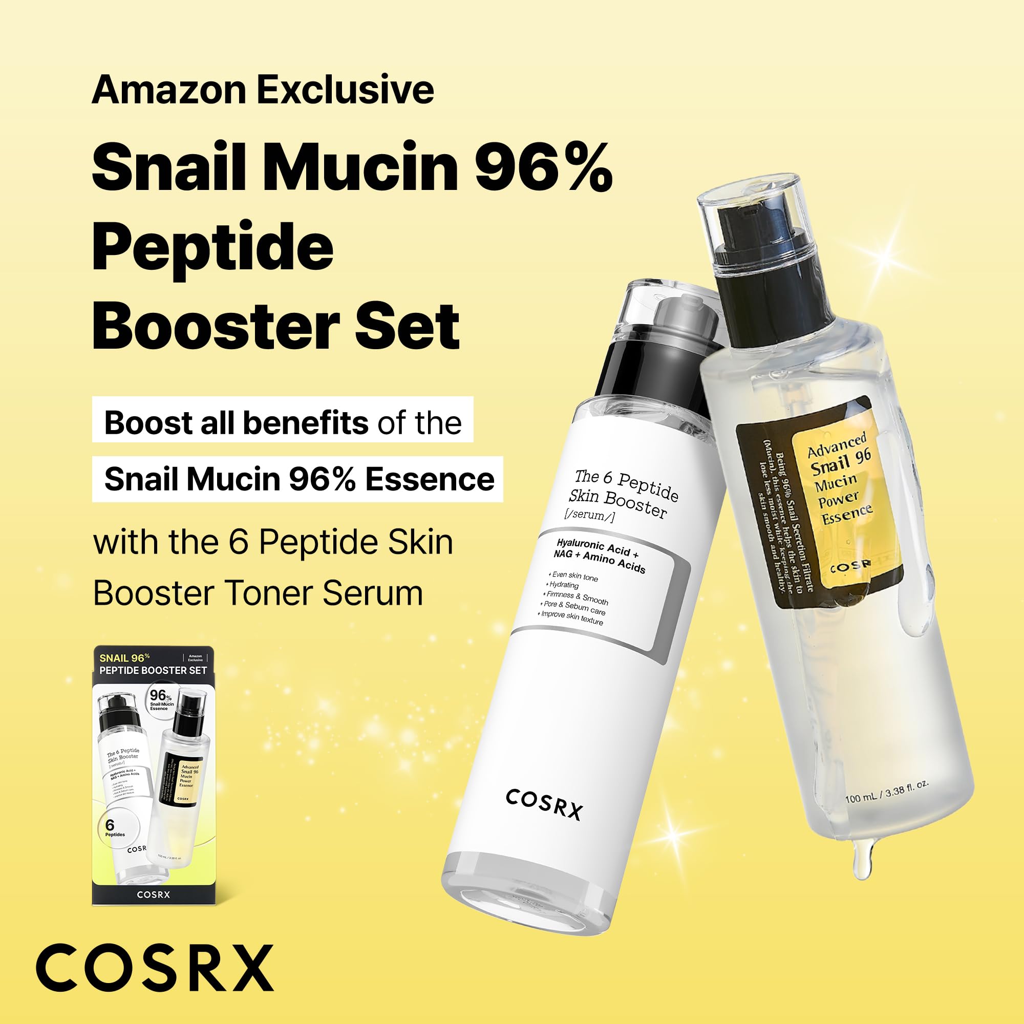 COSRX Snail Mucin essence application close-up promoting dewy skin