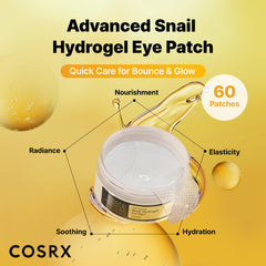 COSRX Snail Mucin Filtrate close-up highlights nourishing hydration for tired eyes.