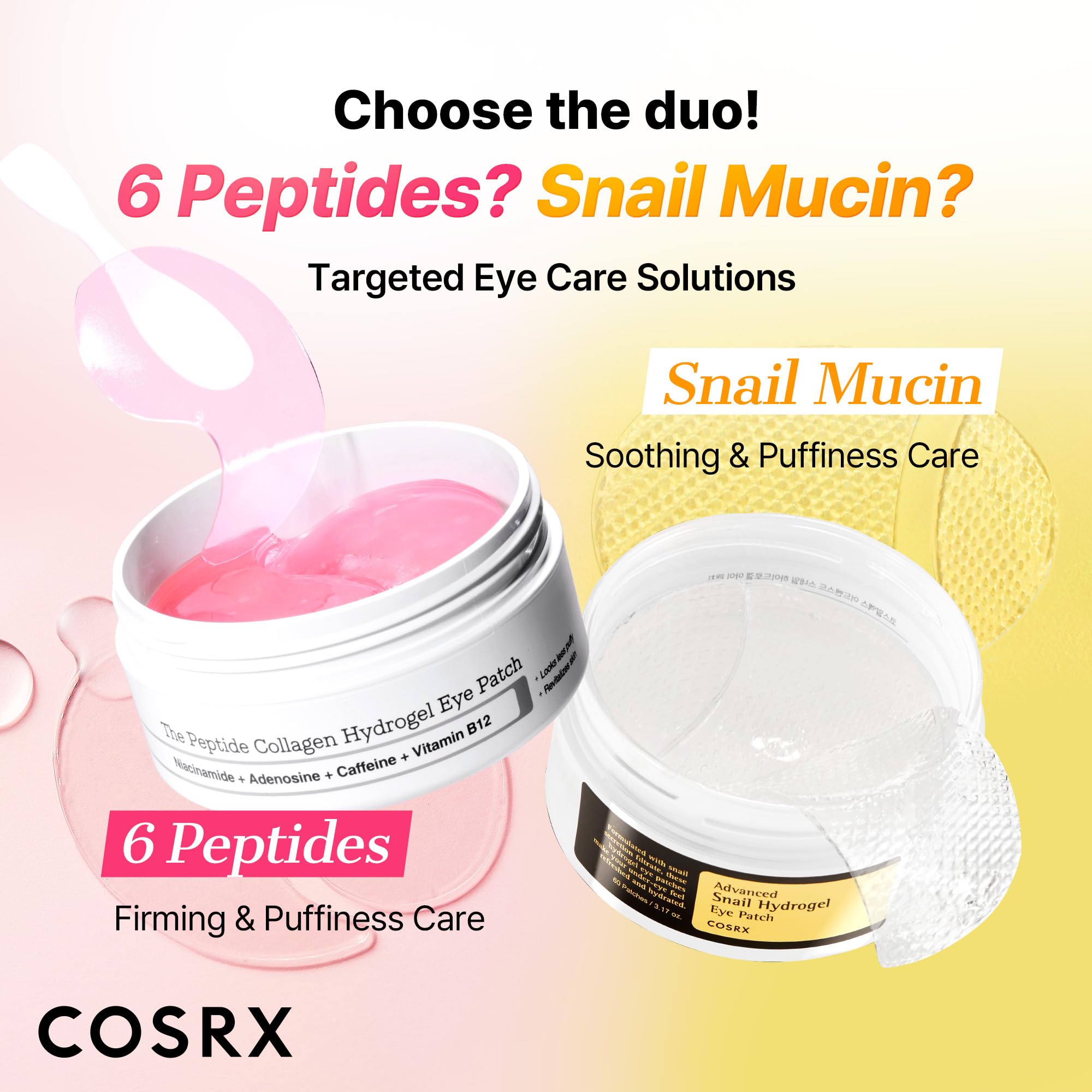 COSRX Snail Mucin Peptide Under Eye Cream application closeup shows gentle patting technique.