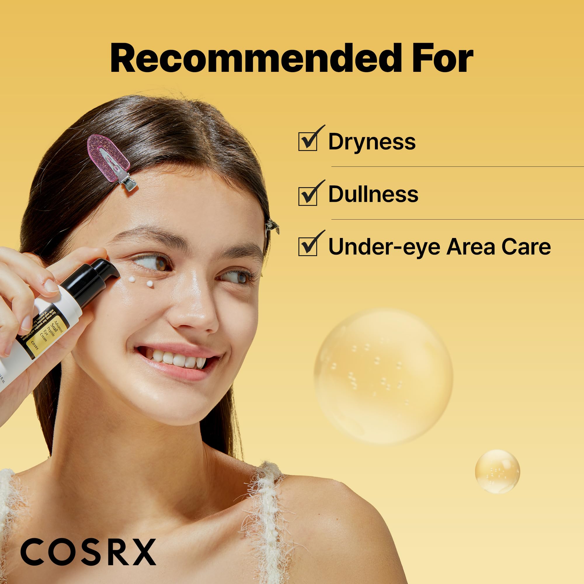 COSRX Snail Mucin Peptide Under Eye Cream pump-dispense shot for clean application.