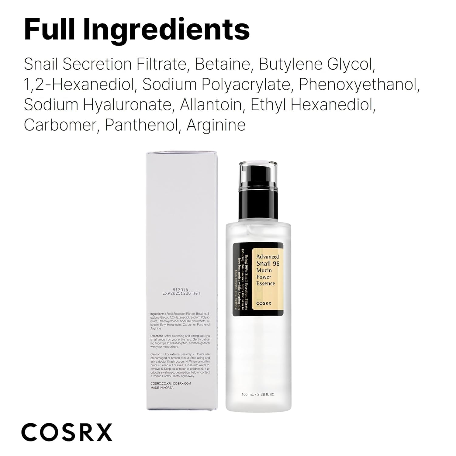 COSRX Snail Mucin serum bottle on a clean surface for routine use