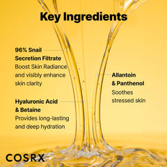 COSRX Snail Mucin swatch on hand demonstrating lightweight hydration