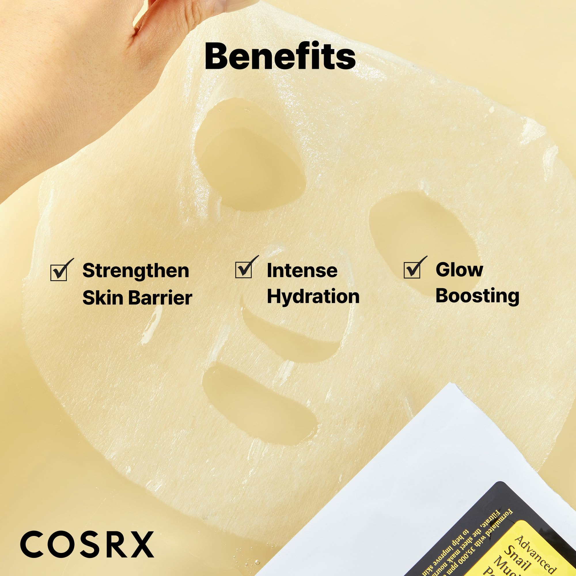 COSRX Snail Mucin Sheet Mask texture closeup indicating rich hydration