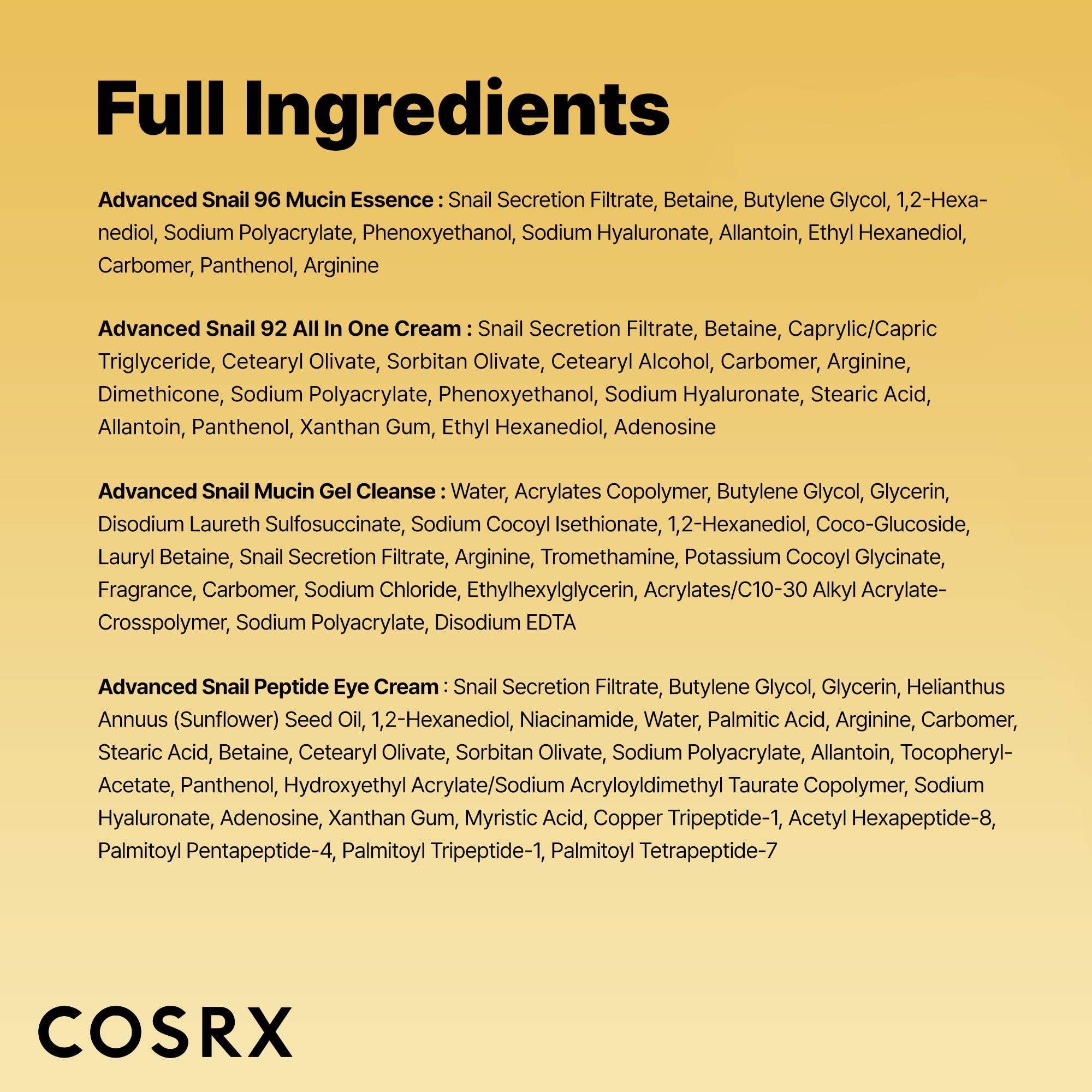 COSRX snail mucin travel kit on display showing four-step routine benefits