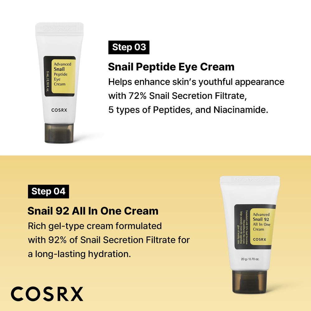 COSRX advanced snail peptide eye cream tube focusing on eye-area hydration