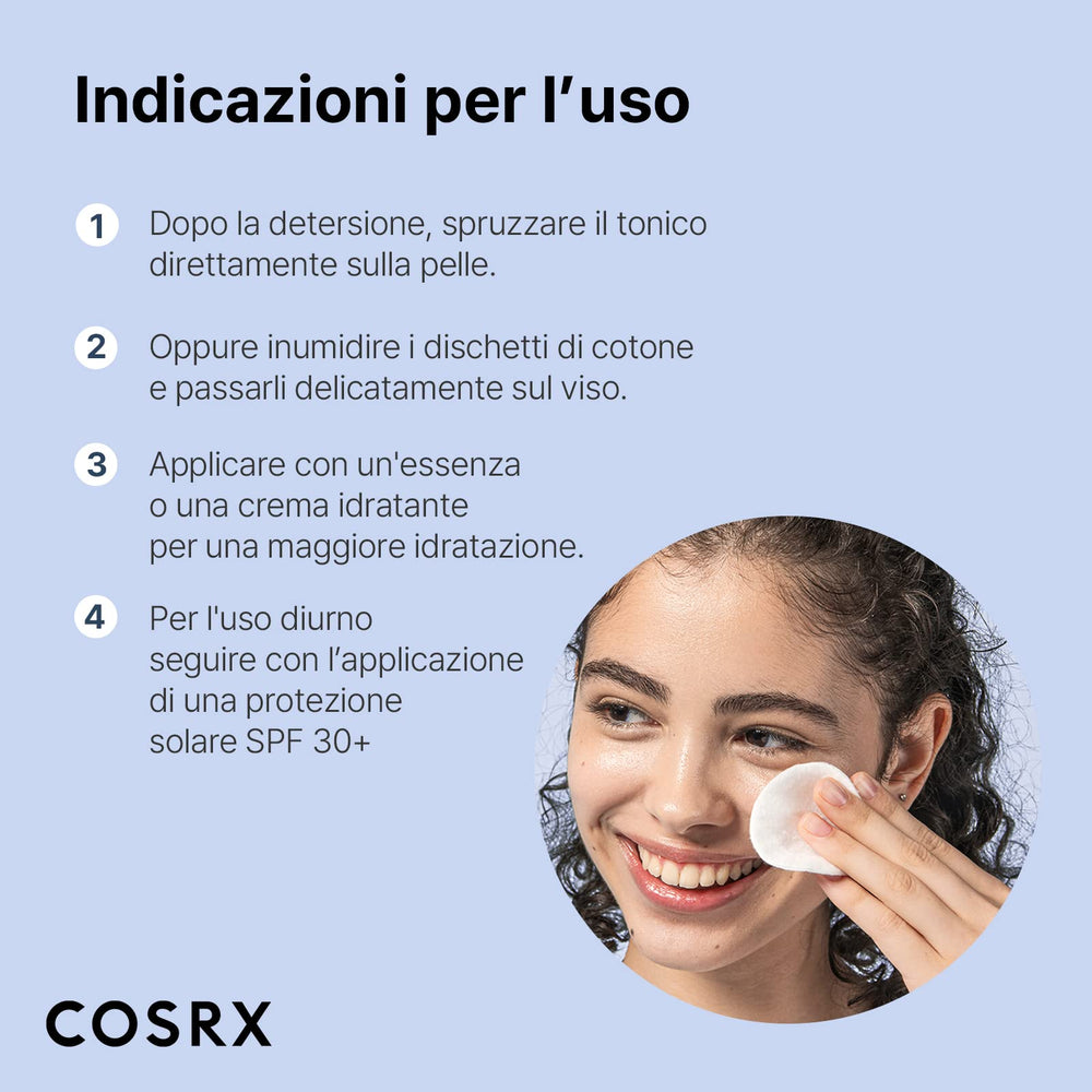 COSRX Toner-apple-water-ingredients highlight hydrating properties for refreshed skin.