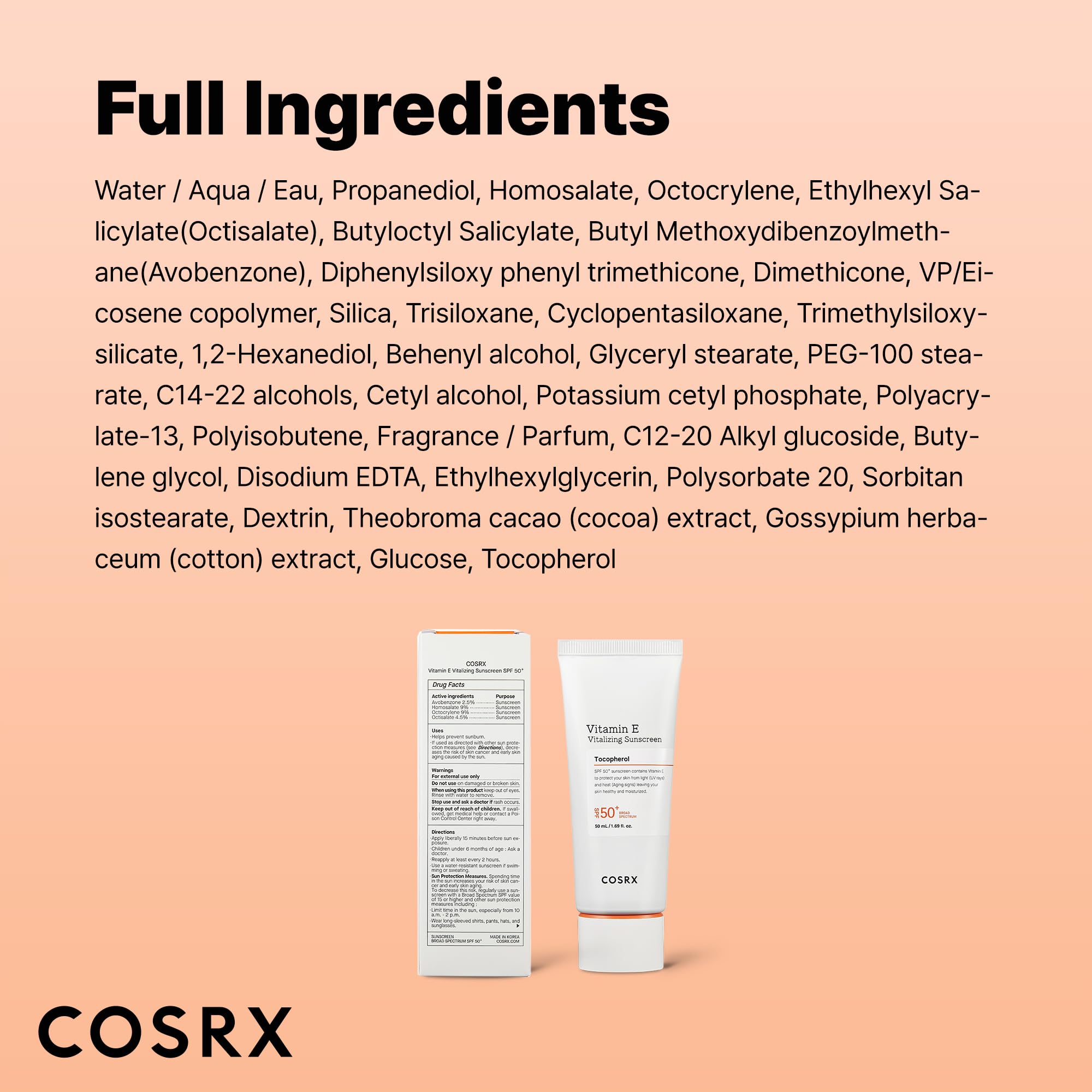 COSRX Vitamin E Sunscreen travel-size bottle fits summer trips