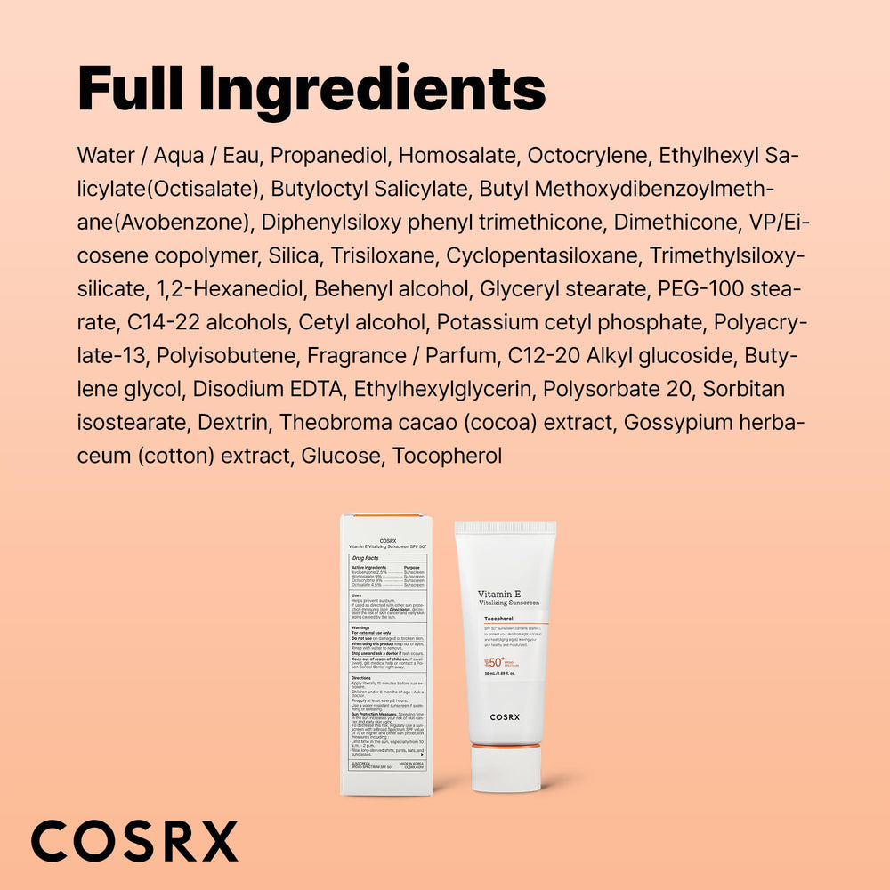 COSRX Vitamin E Sunscreen travel-size bottle fits summer trips