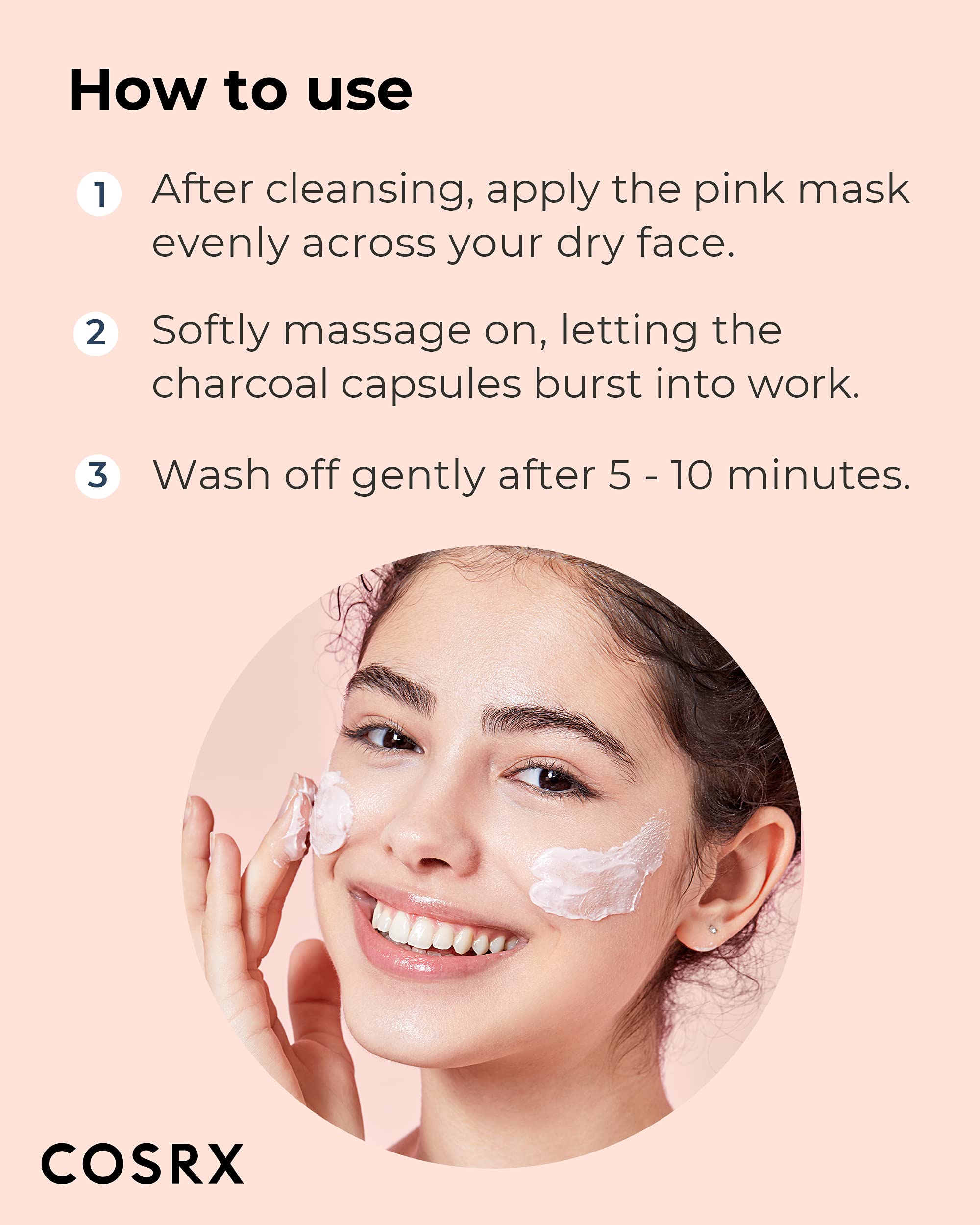 COSRX Pink Pore Clarifying Charcoal Mask rinse-off leaves skin feeling clean and refreshed.