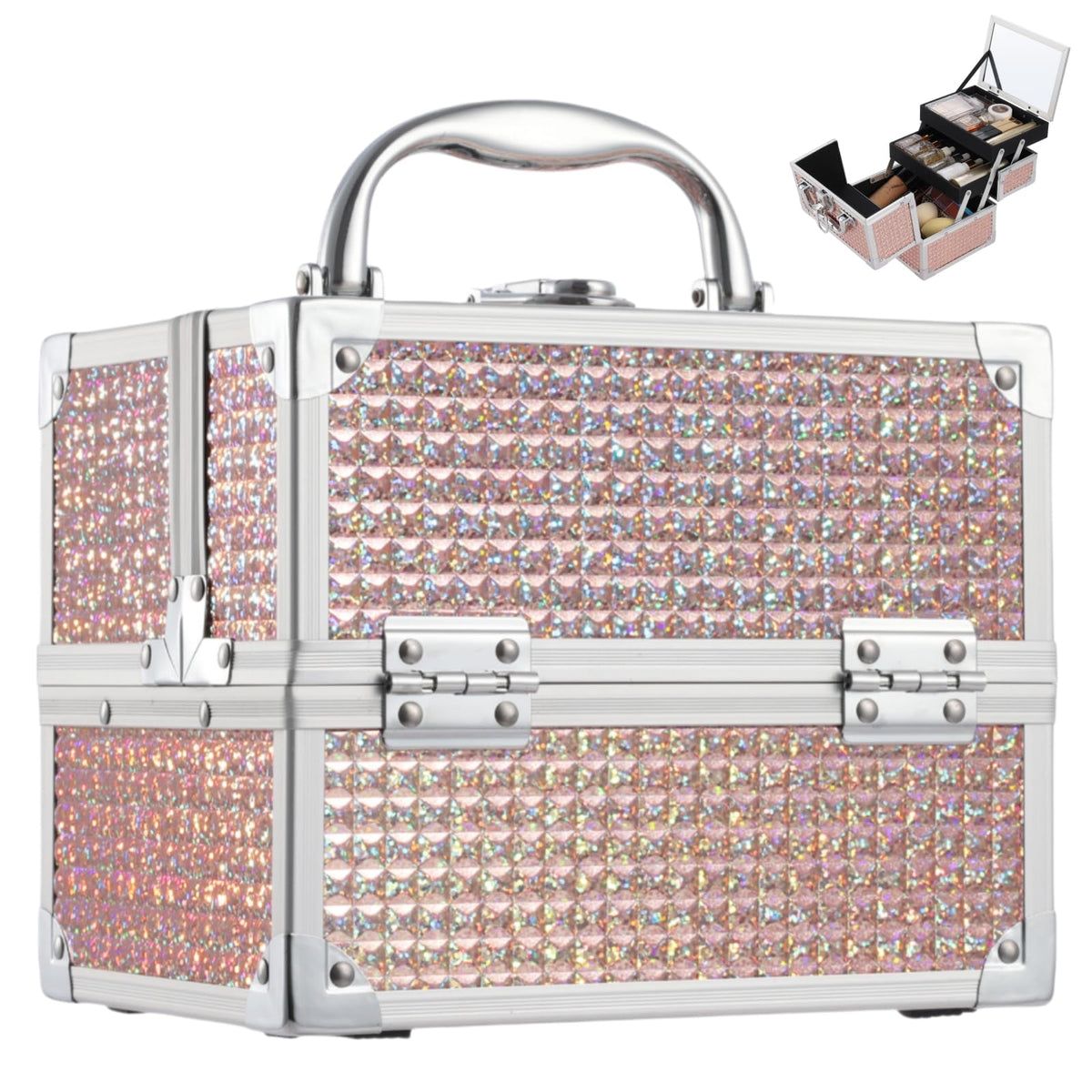 Costravio makeup box with mirror for easy on the go grooming
