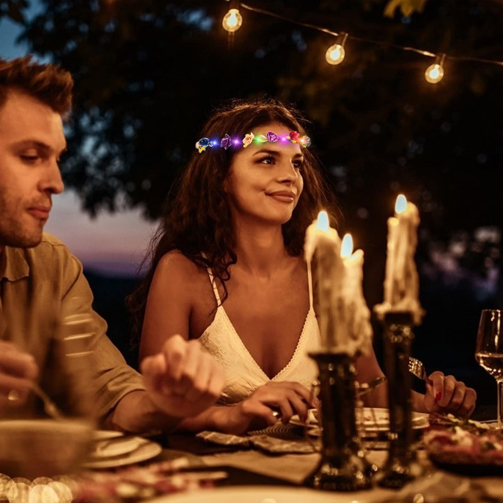 Cosweet LED flower crown for beach party, soft light along shoreline.
