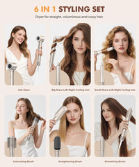 Cosy Companions 6-in-1 hair dryer brush side view showcasing versatile styling options