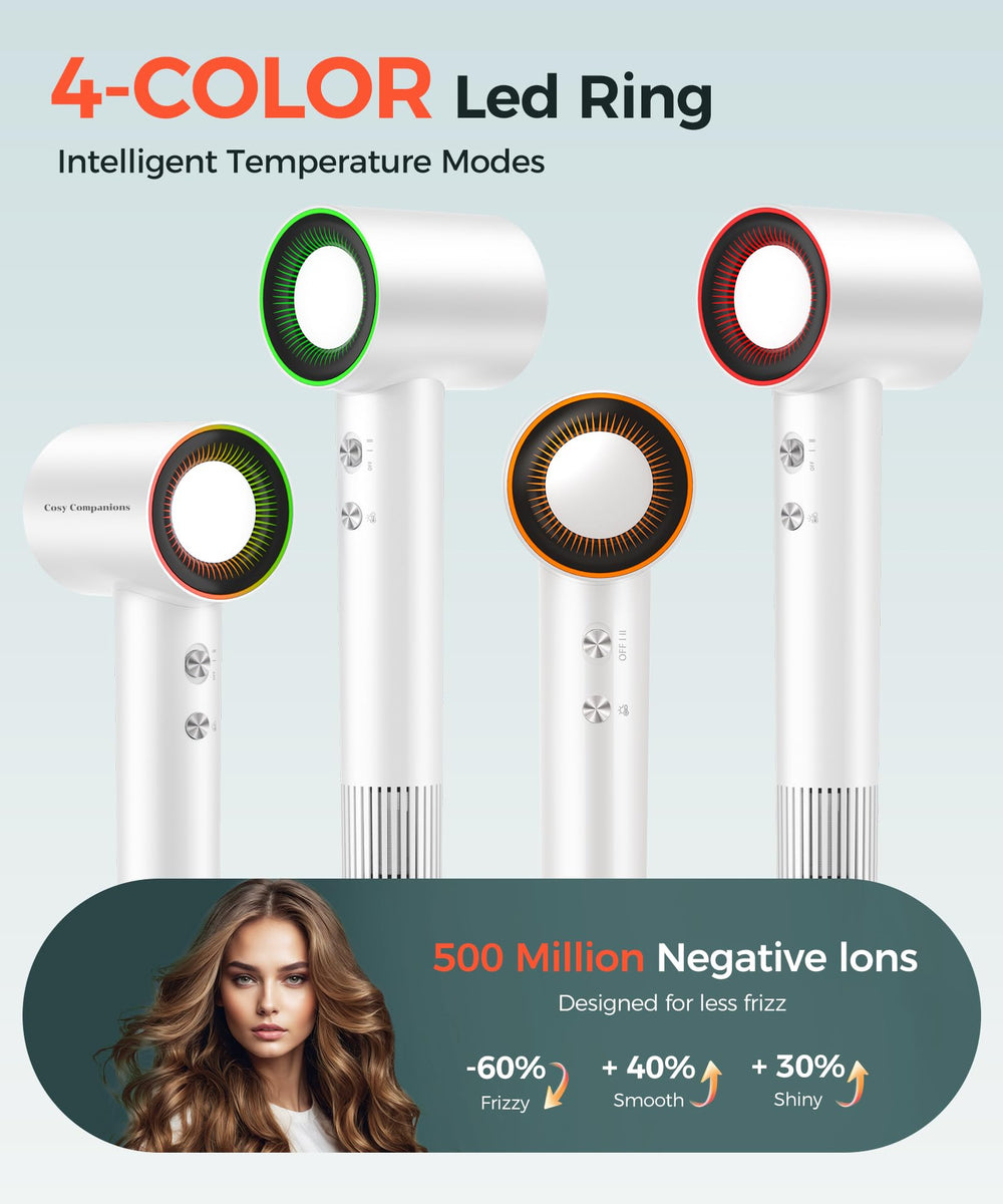 Cosy Companions hair dryer lightweight ergonomic design reduces hand fatigue during long sessions.