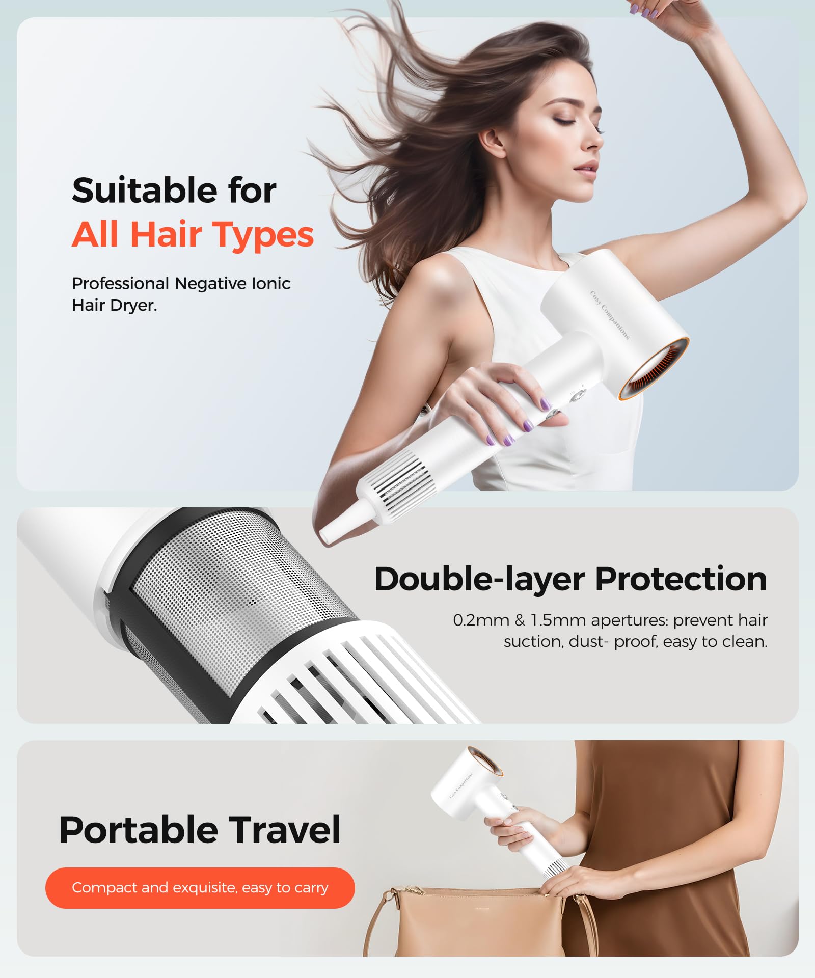 Cosy Companions hair dryer safety plug provides added protection during use.